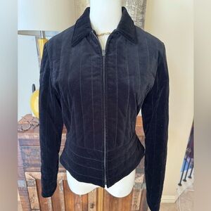 Jones New York Black Velvet Zip Front Blazer Jacket